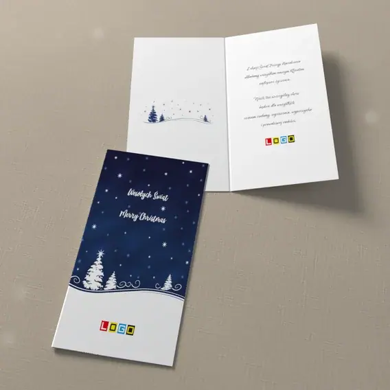 Kartka świąteczna z logo BN3-258 Białe trio w nocnej ciszy, widok ogólny