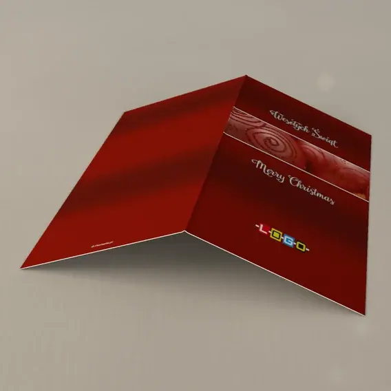Kartka świąteczna z logo BN3-260 Karmazynowe skosy i spirala, tył