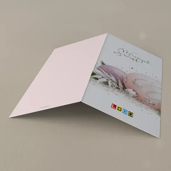 Kartka świąteczna z logo BN3-261 Puder różu i piórka, tył