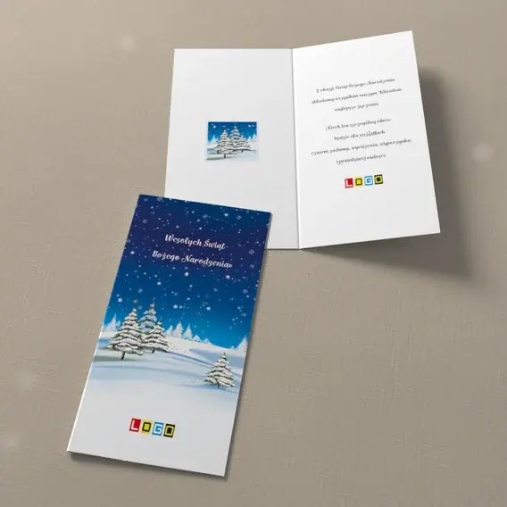 Kartka świąteczna z logo BN3-270 Pagórki w śnieżycy, widok ogólny