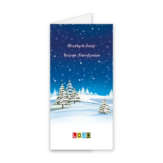 Kartka świąteczna z logo BN3-270 Pagórki w śnieżycy, okładka