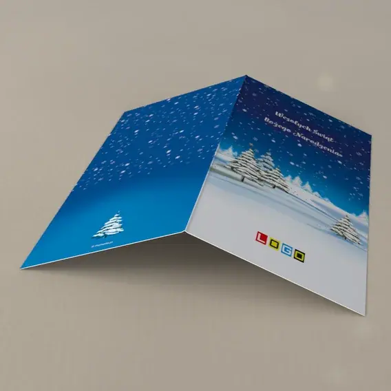 Kartka świąteczna z logo BN3-270 Pagórki w śnieżycy, tył