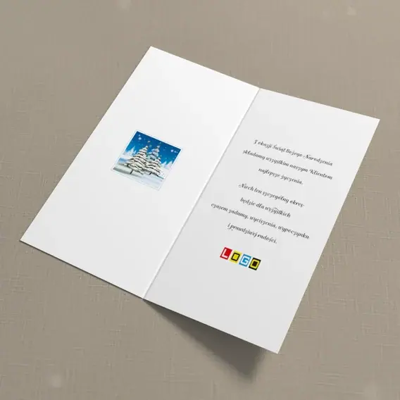 Kartka świąteczna z logo BN3-270 Pagórki w śnieżycy, wnętrze
