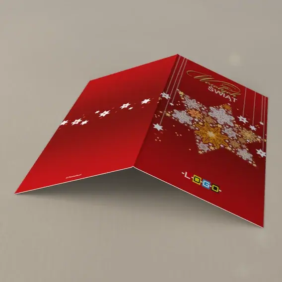 Kartka świąteczna z logo BN3-285 Pięcioramienna gwiazda na bordo, tył