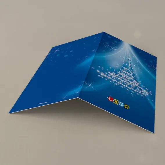 Kartka świąteczna z logo BN3-287 Granatowa noc ze skrzącą choinką, tył