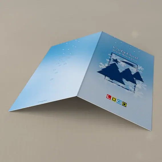 Kartka świąteczna z logo BN3-289 Kometa nad granatowym lasem, tył