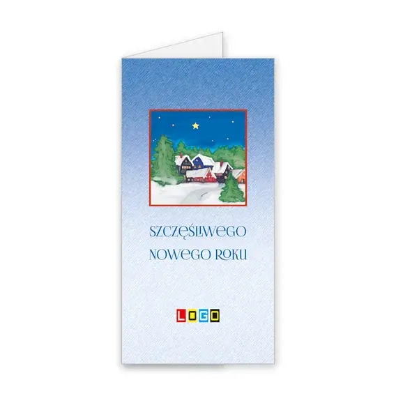 Kartka świąteczna z logo BN3-291 Malowana wieś pod granatowym niebem, okładka
