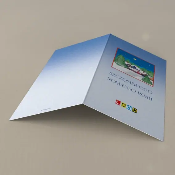 Kartka świąteczna z logo BN3-291 Malowana wieś pod granatowym niebem, tył