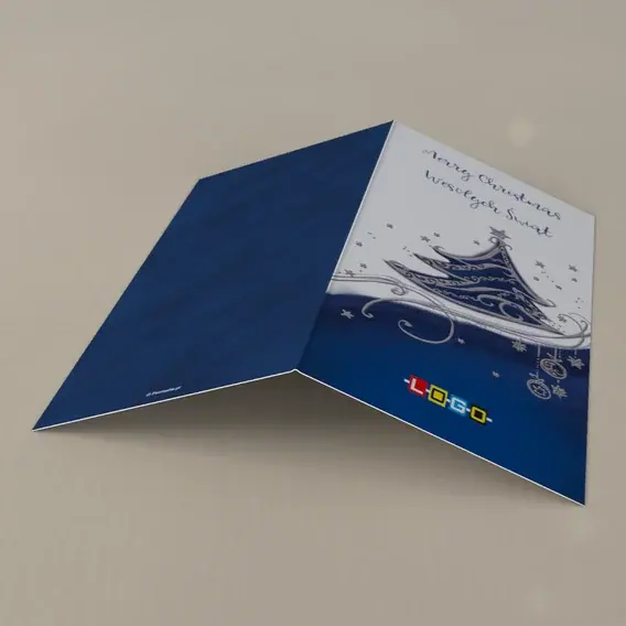 Kartka świąteczna z logo BN3-294 Jodła w srebrnych listkach, tył