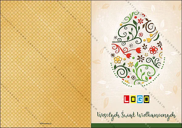 Hafciarski ornament w jajku, rozłożony