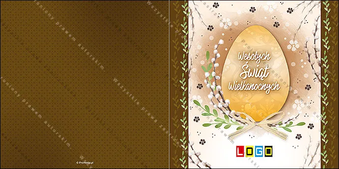 Rafiowa kokarda i złocisty napis, rozłożony