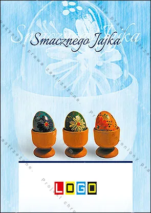 Trzy naczynia z ozdobnymi pisankami, rozłożony