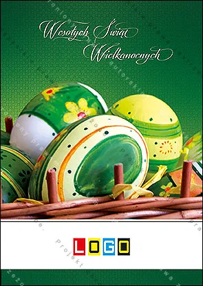 Zielone jajka w plecionce, rozłożony